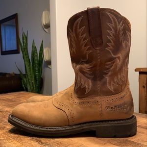Selling ARIAT MEN'S SIERRA STEEL SQUARE TOE WESTERN WORK BOOTS.